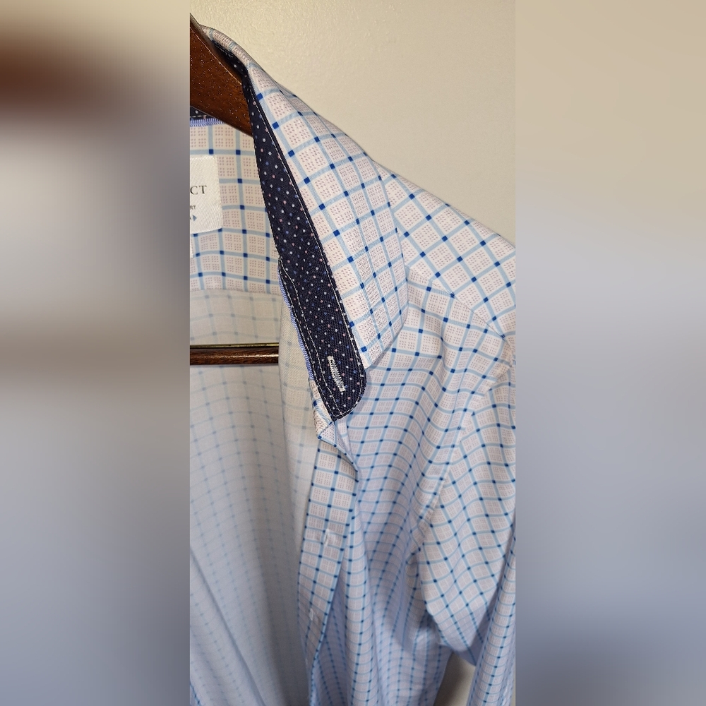 Con.Struct Men's Blue  Slim Fit Checkered Long Sleeve Shirt. Used.